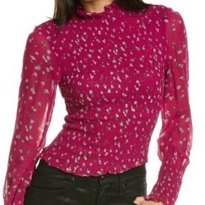 rag & bone Kayden Smocked Floral Blouse